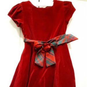 Girl’s Marc & Maddie red velvet Size 3 Dress Christmas with plaid bow